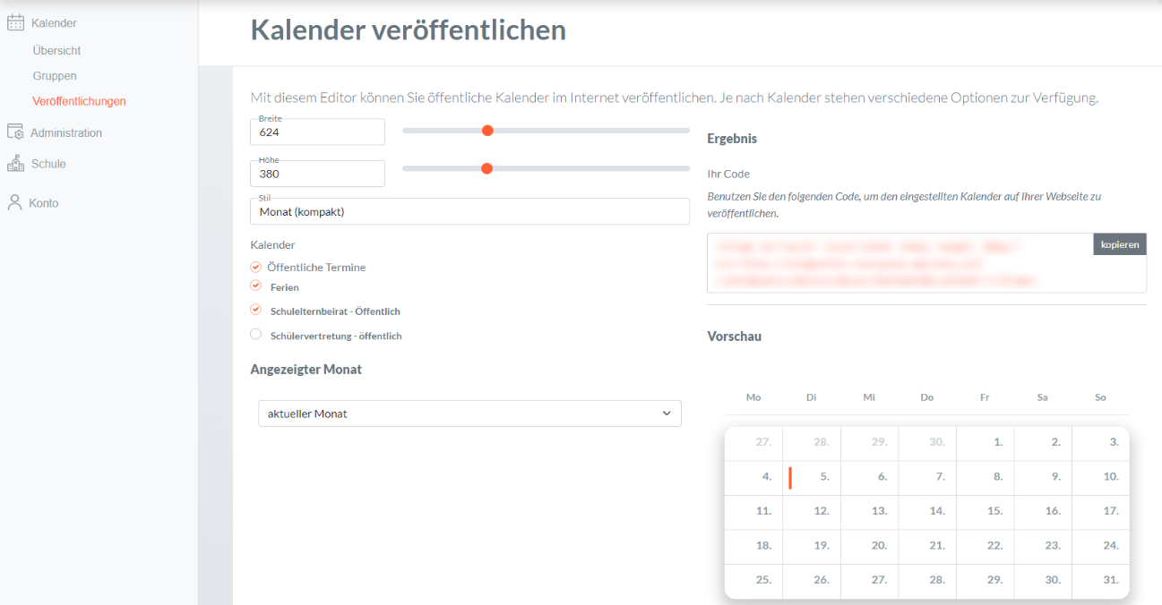 Kalender veröffentlichen – Hilfe Center